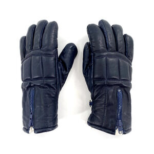 Conroy Vintage Womens Leather Gloves Sz S Blue Fleece Lined Zippered Wrist‎